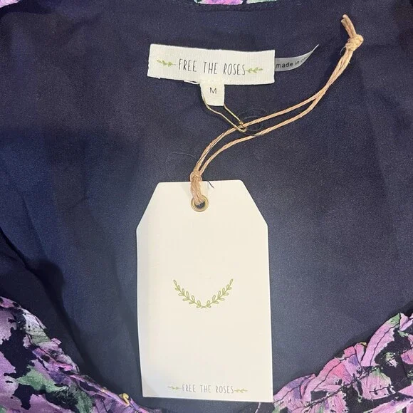 Free The Roses Purple Floral Ruffle Detail Long Dress Sz Med NWT - Picture 6 of 7